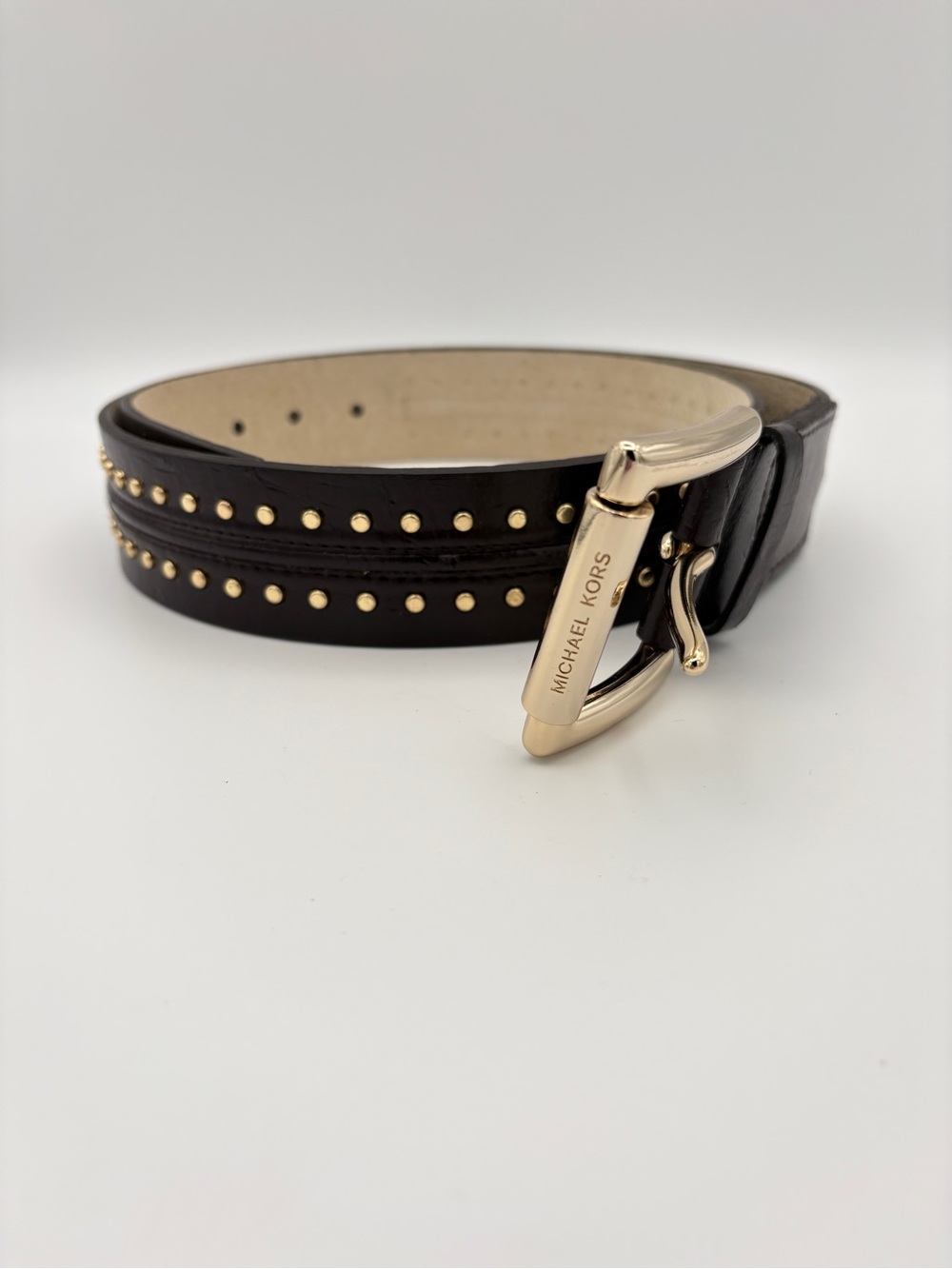 Michael Kors Women’s Studded Belt Brown Gold Size L 554757